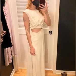 linen grecian goddess dress with cutout